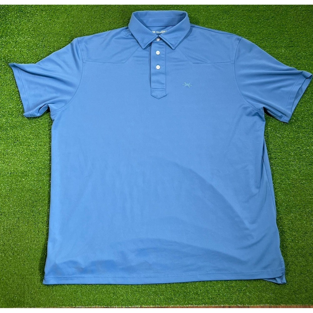Texas Standard Mens Lariat Western Polo 2XL Blue  Performance Golf Barbwire
